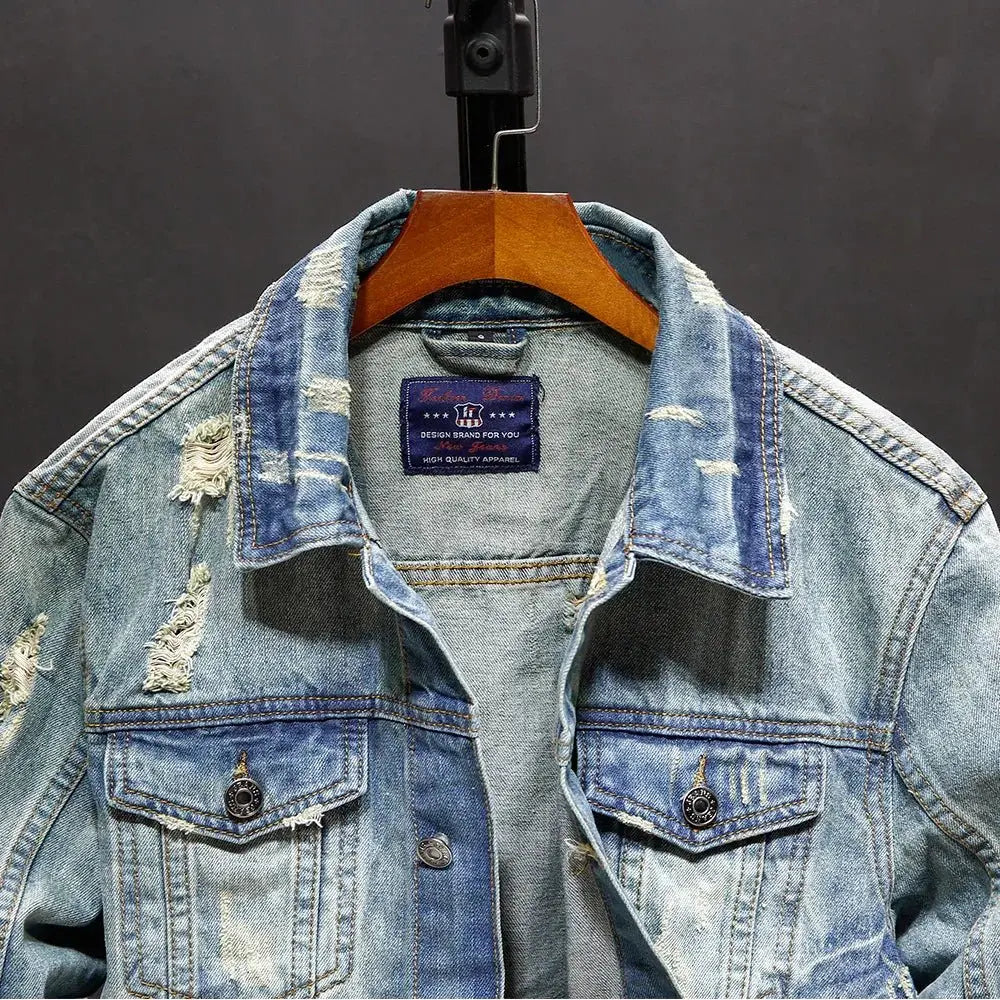 Classic Washed Denim Jacket – Timeless Travel Essential - HOTRAVEL™