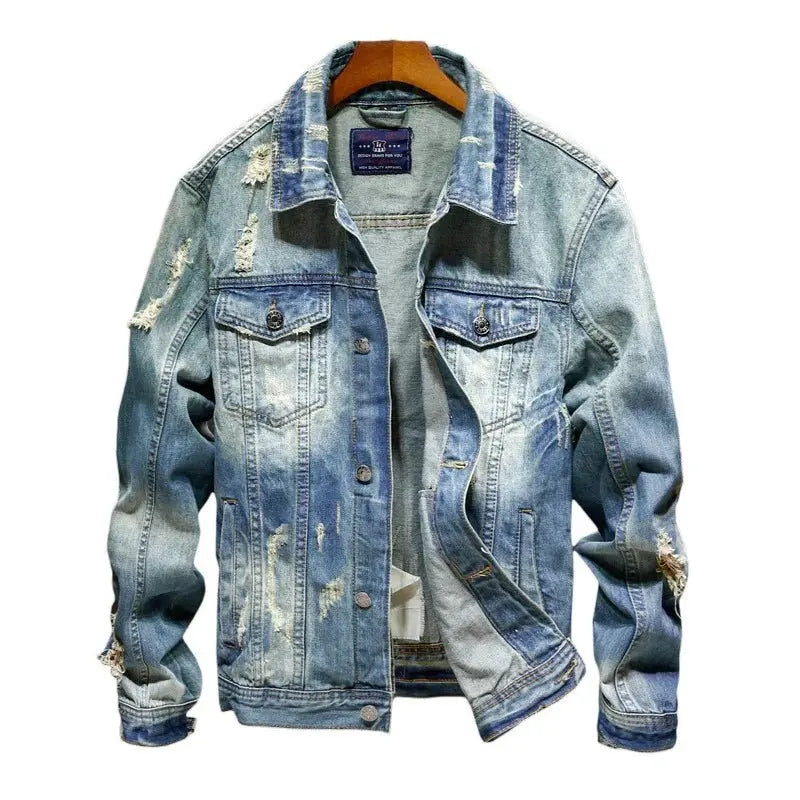 Classic Washed Denim Jacket – Timeless Travel Essential - HOTRAVEL™