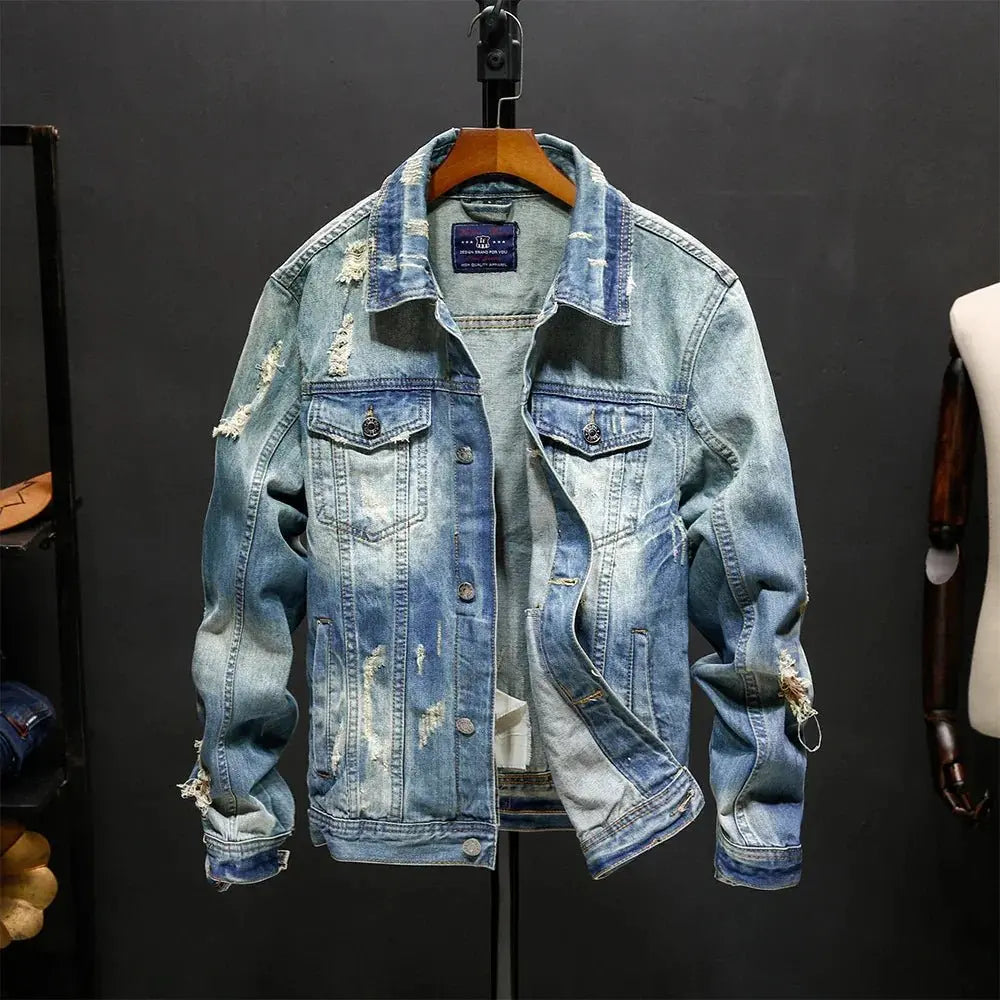 Classic Washed Denim Jacket – Timeless Travel Essential - HOTRAVEL™