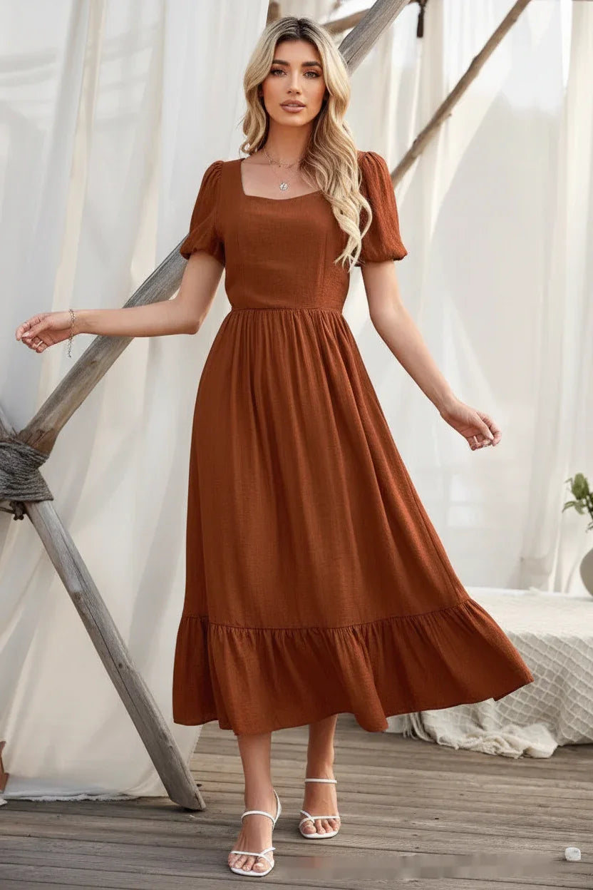 Full-length maxi dress editorial