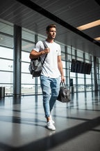 Light Blue Biker Joggers - Travel Scene